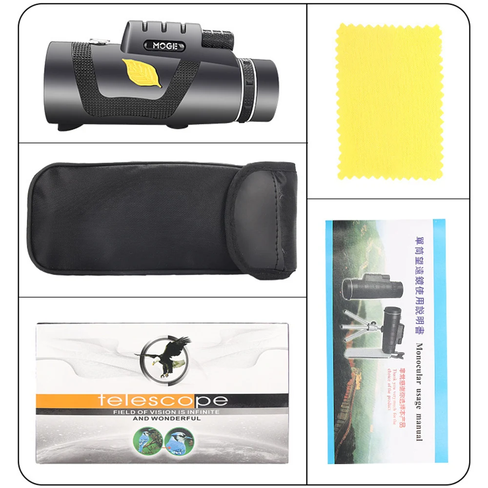 Telescopio Monocular profesional potente, accesorio con Zoom HD, visi&oacute;n nocturna opcional, ideal para senderismo y acampada, 12x50-3