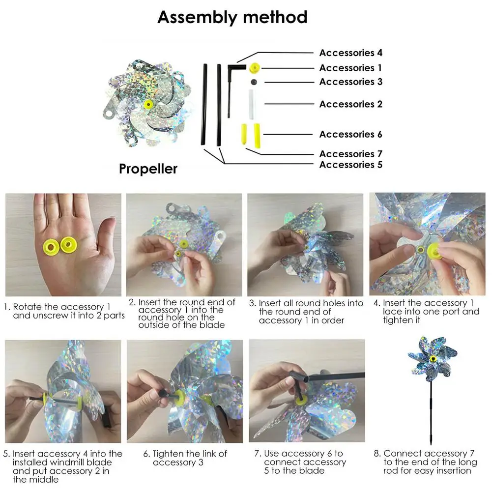 

Bird Reflective Pinwheels Garden Decoration For Scare Birds Away Without Causing Harms Suitable For Decor Yard And Garden