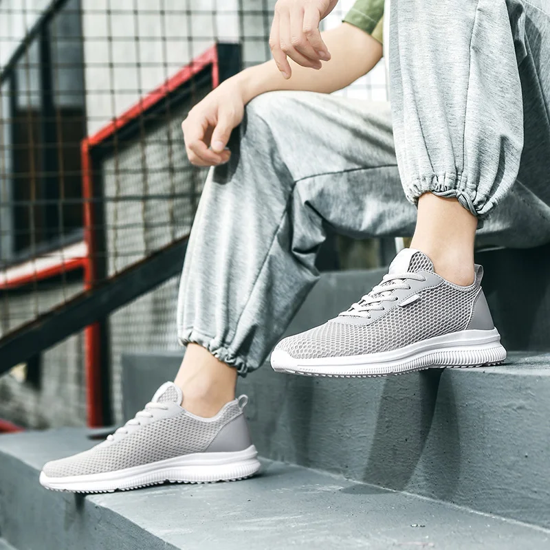 

Sneakers Men Mesh Breathable Comfortable Lightweight Running Shoes Non Slip Shock Absorption Big Size Training Footwear