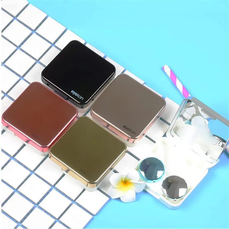 Цветной чехол для контактных линз с зеркалом женщин цветная коробка глаз