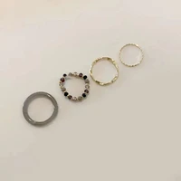 womens rings 4 piece set jewelry trend vintage colorful acrylic personality finger ring sets minimalist fashion accessories