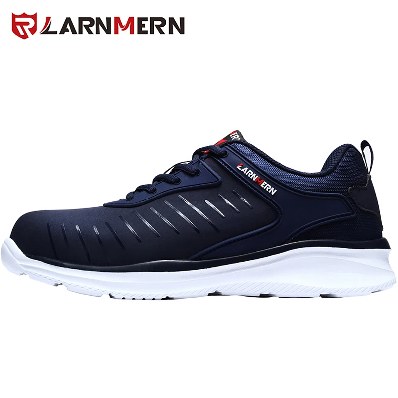 L8033-NAVY LARNMERN/Мужская Рабочая обувь со стальным носком для мужчин; легкая дышащая Нескользящая антистатическая защитная обувь - Цвет: L8033-NAVY