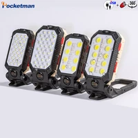 led cob rechargeable magnetic work light portable flashlight waterproof camping lantern magnet design with power display