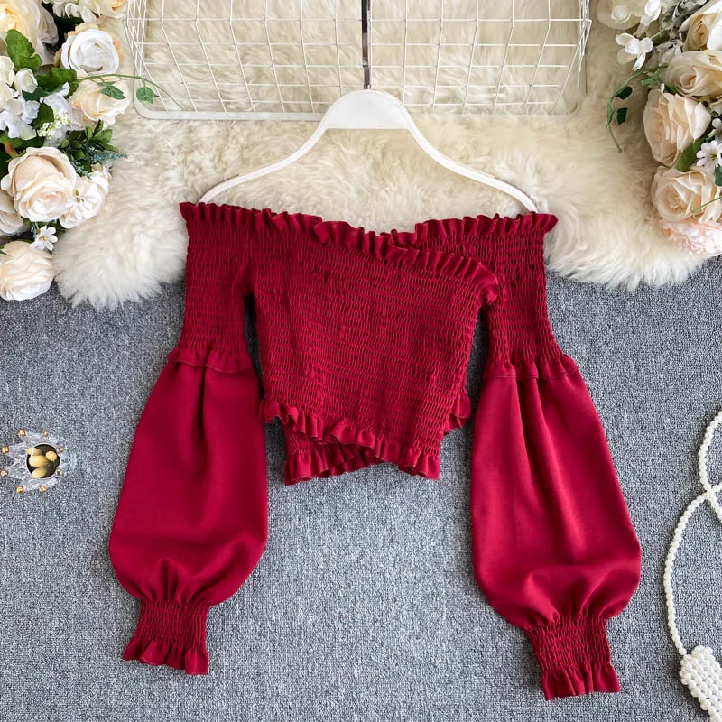 Праздничные топы с пышными рукавами женская дизайнерская короткая шифоновая