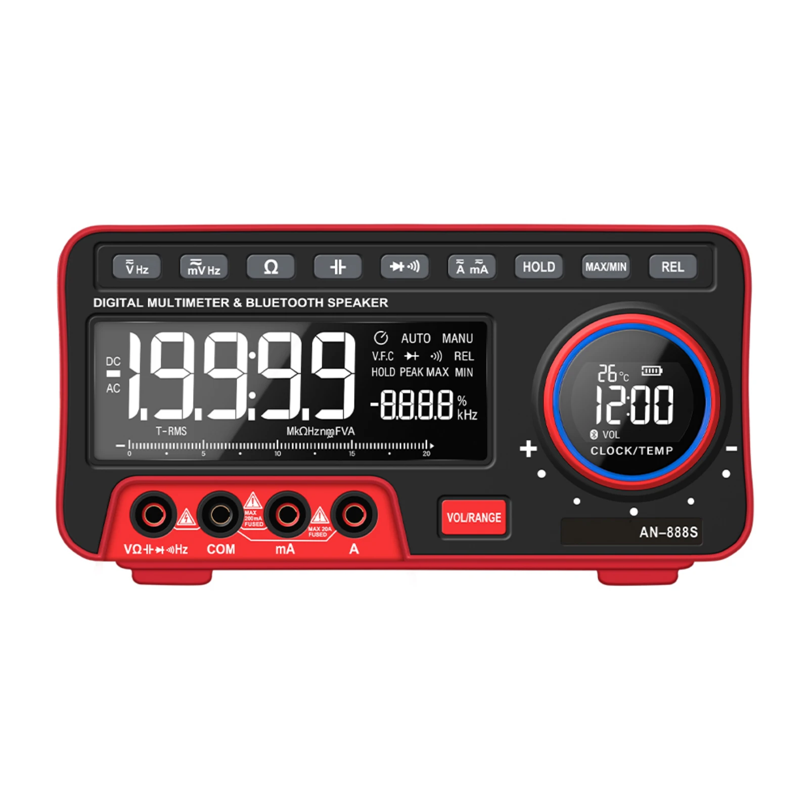 

Desktop Digital Multimeter Bluetooth Speaker 19999 Counts True RMS Automatic Range Tester Resistance NCV Detect Music Player