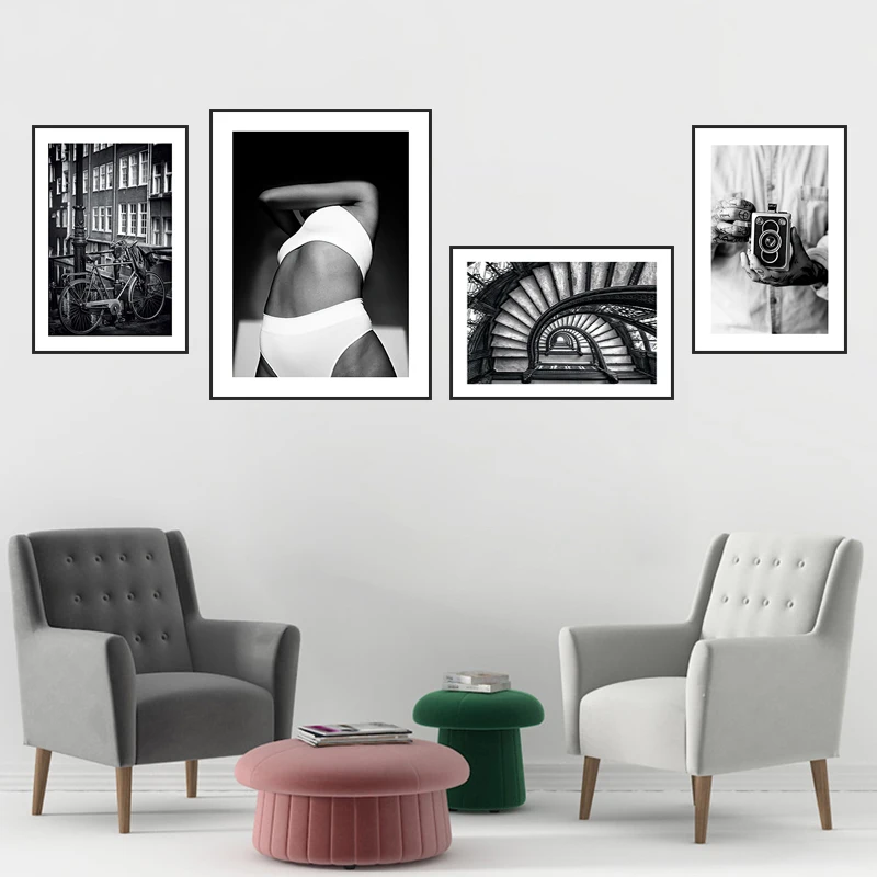 

Modern Scenery Decoration Wall Picture Black White Building Canvas Painting Art Print Poster Home Decor For Living Room HD3061