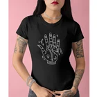 Футболка для чтения ладони, забавная Летняя женская футболка с рисунком рук-воканов, женские мистические готические топы с черным зудом, уличная одежда