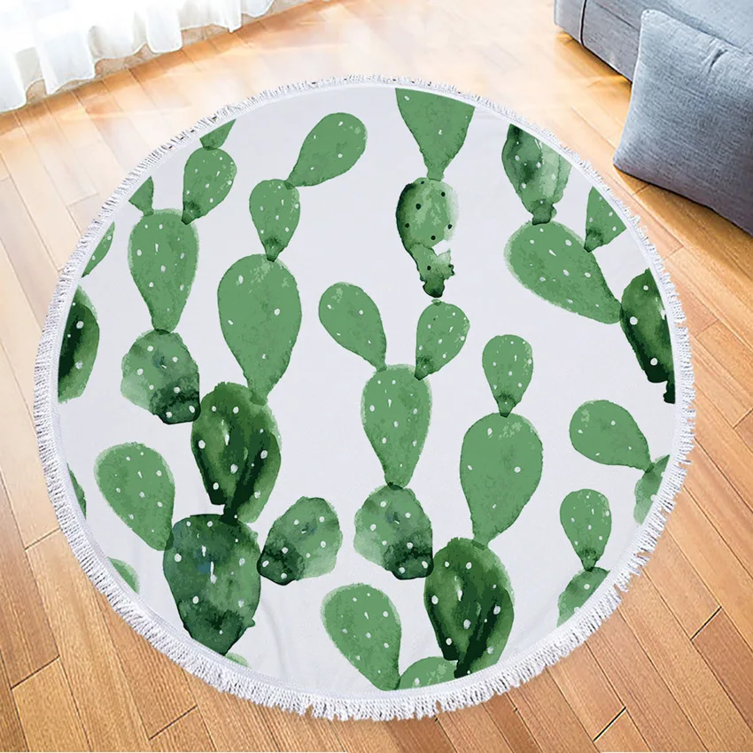 Кактус цветочное круглое пляжное Полотенца цветы толстые душ банные полотенца