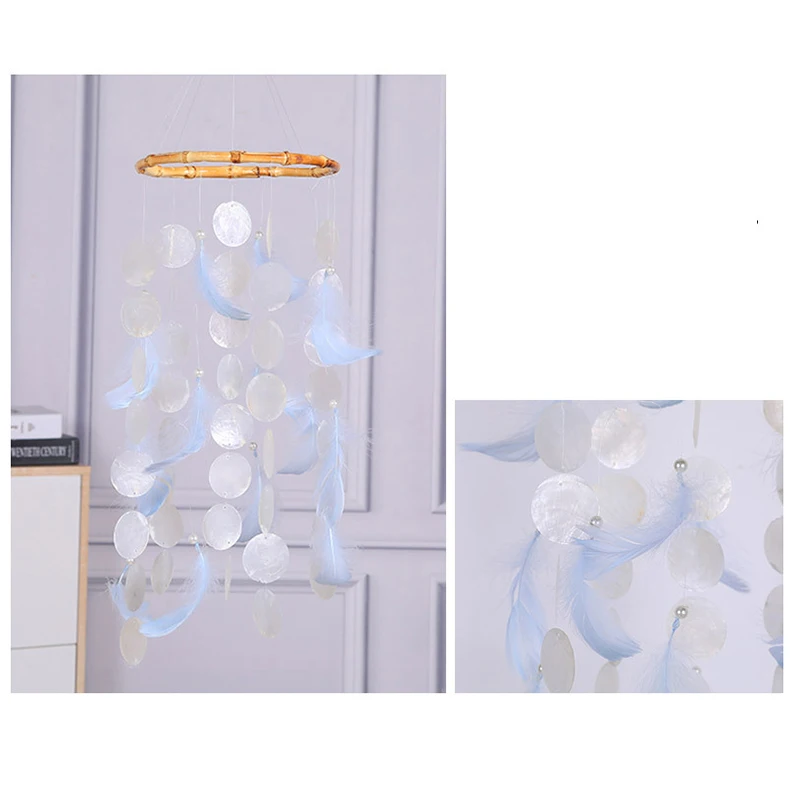 Колокольчики с ракушками и перьями натуральные расслабляющие успокаивающие