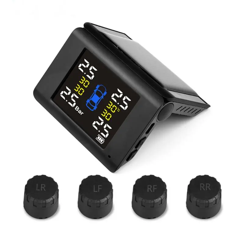 

1set TPMS Solar Power Tyre Pressure Monitoring System with 4 Sensors LCD Display 28GC