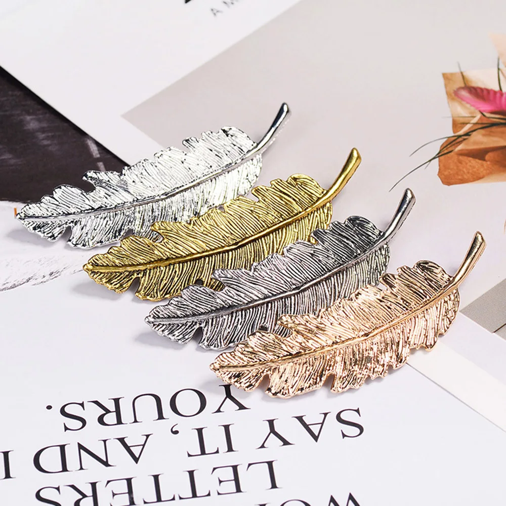 

Vintage Metal Leaf Feather Hair Clip Girls Hairpin Princess Hair Barrette Accessories Hairpins For Women Styling Tools