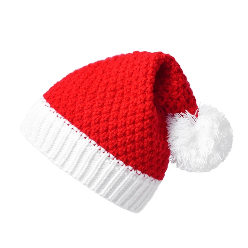 

Christmas Knitted Santa Hat Unisex Comfortable Classic Red and White Adult and Kids Christmas Hat for Xmas Holiday Party