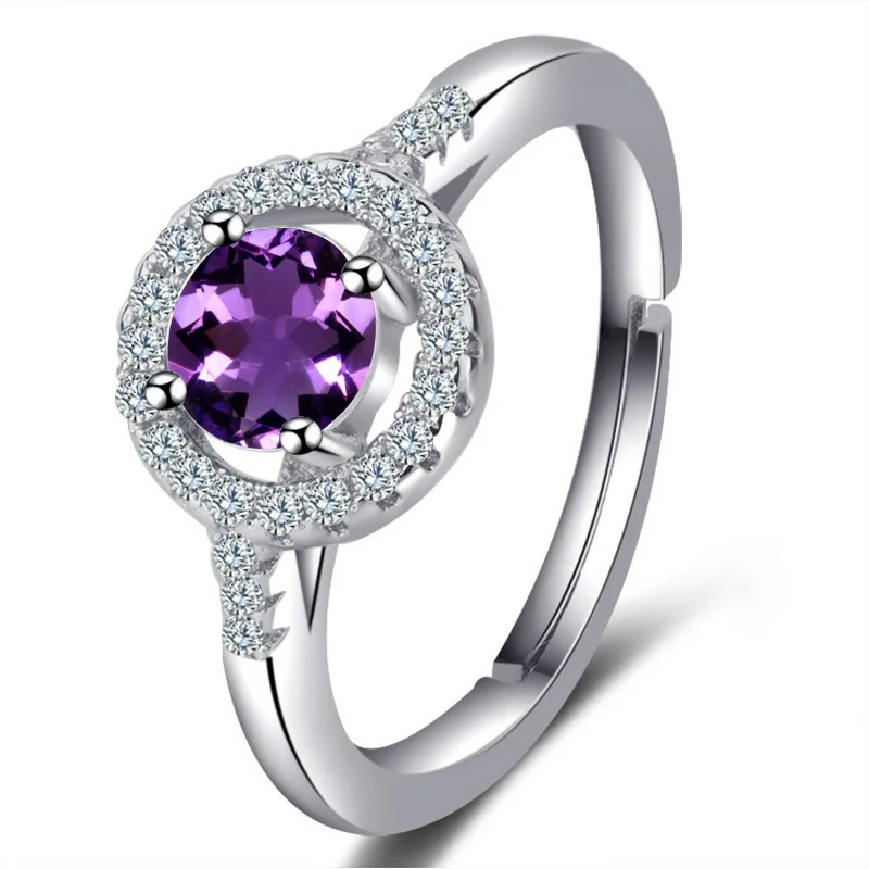 Высококачественное серебряное кольцо с фиолетовым цирконием модные ювелирные