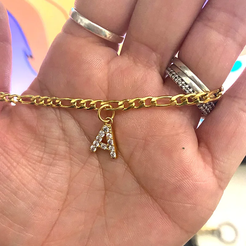 Precio Tobillera Con Letras De Circón S925 Personalizada Para Mujer, Pulsera Con Nombre De Circonia De Cristal, 26 Iniciales, Joyería