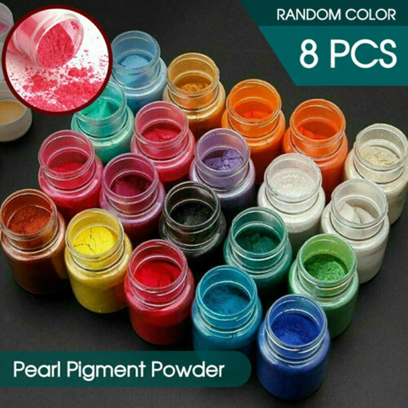 

8Pcs Pearl Pigment Powder Epoxy Resin Floors Metallic Dye Ultra Mixed Color Pigment Resin Dye Resin DIY Slime Toys Kids Gift