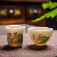 high end portable sheepskin jade porcelain couples cups kung fu tea cup teacup gift giving commercial household master cup