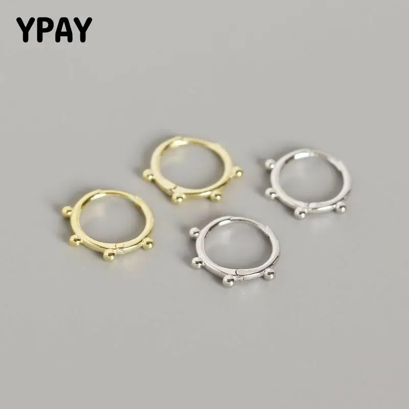 Женские серьги-кольца YPAY из серебра 100% пробы с круглыми бусинами | Украшения и