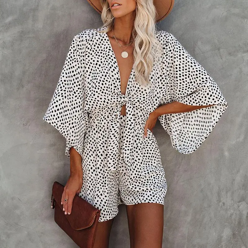 

Женские комбинезоны с леопардовым принтом, комбинезоны с широкими штанинами и V-образным вырезом, лето 2021