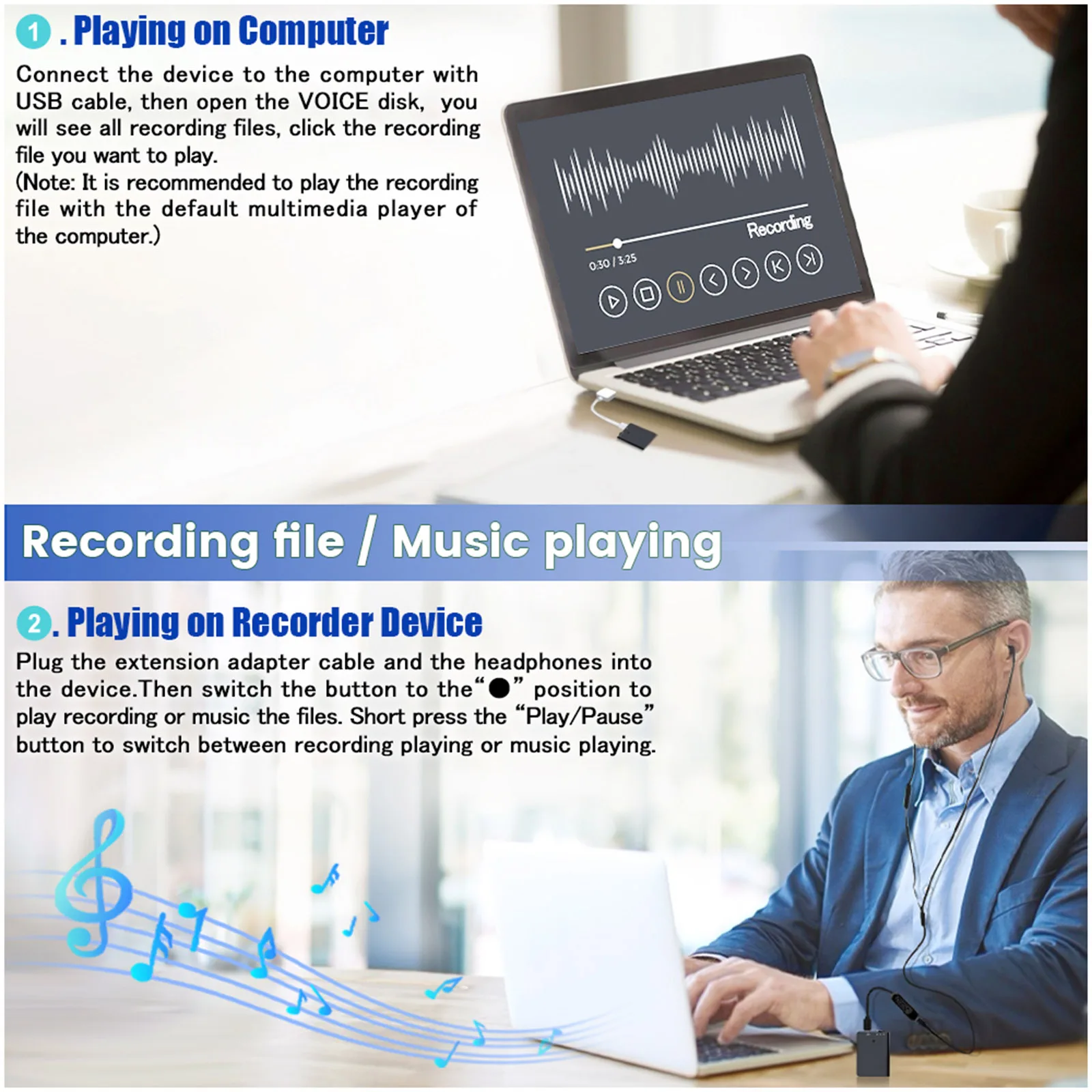 Миниатюрный диктофон Q61 прямоугольный с MP3-плеером и USB-зарядкой маленькое