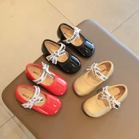 spring new soft shallow pu shoes cute princess solid red dress shoes for party wedding shows kids fashion hook loop mary janes
