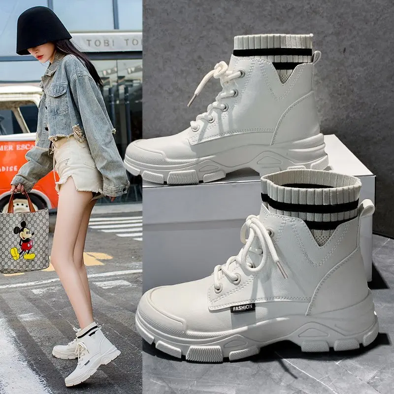 

Martin Boots Women's British Style 2020 New Autumn and Winter Single Boots Wild Women's Shoes Thick-soled Increased Short Boots