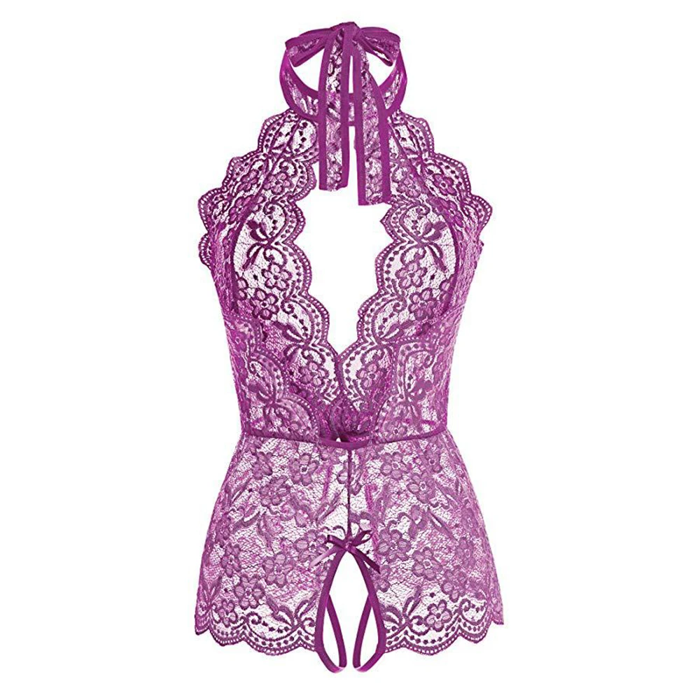 

2021 NEW Sexy Women Nightgown Crotchless Bodysuit Lace Lingerie Dress Sleepwear Underwear Mesh Sleepwear