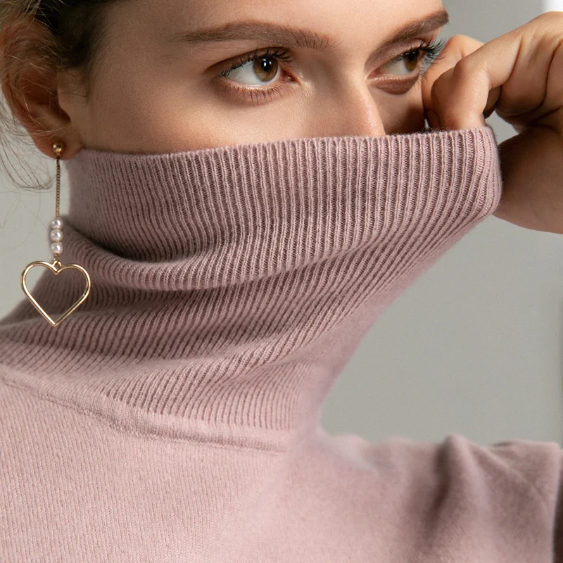 High Quality 100% Cashmere Women Knitted Sweater Tops Female Long Sleeve Spring Autumn Winter Turtleneck Pullovers Soft | Женская одежда