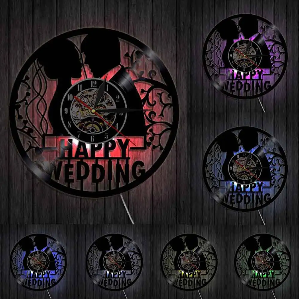 Настенные часы с виниловой пластиной персонализированные украшения для свадьбы