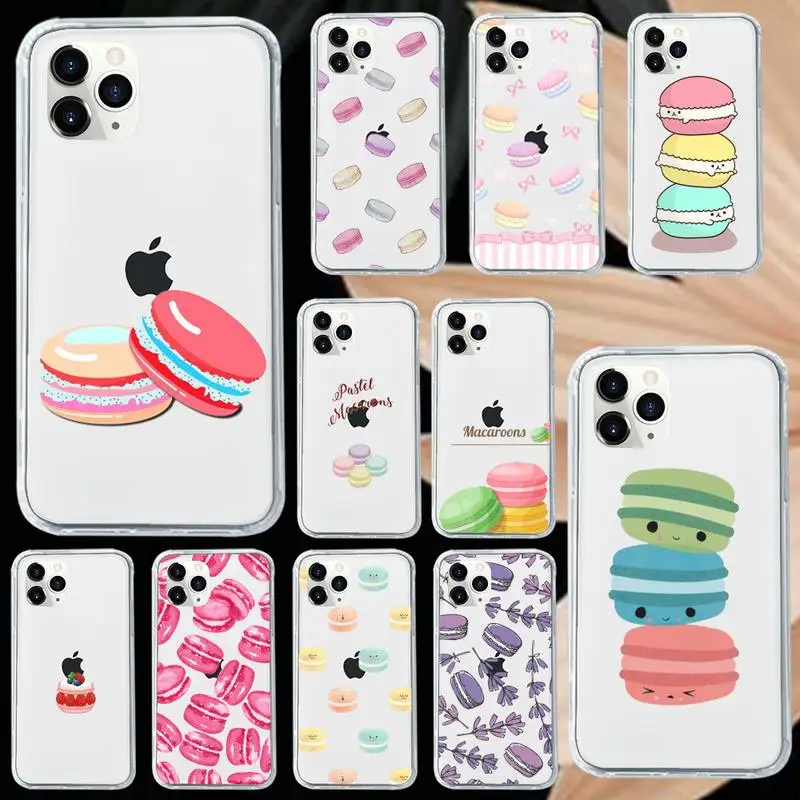 

Macaron cute tasty food Phone Case Transparent soft For iphone 12 11 13 7 8 6 s plus x xs xr pro max mini