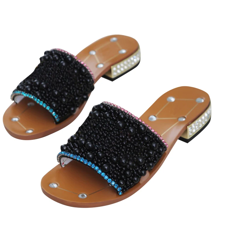 

gujia Italian counter flat bottom slippers full of personality 2021 summer new the same women's shoes for big stars high quality