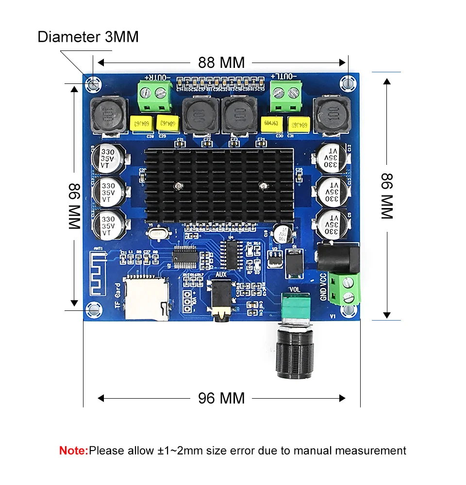 AIYIMA TPA3116 Bluetooth усилитель аудио Плата 2x100 Вт стерео цифровой усилитель мощности Поддержка TF карты AUX домашний кинотеатр DIY