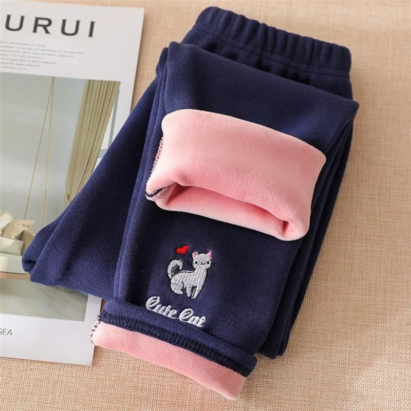 Леггинсы для девочек на осень и зиму утепленные флисовые бархатные детские брюки