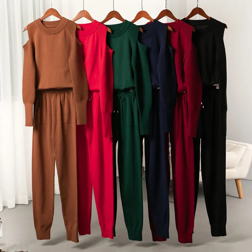 Mooirue 2019 зимний винтажный трикотажный комплект для женщин 12 цветов пуловер с