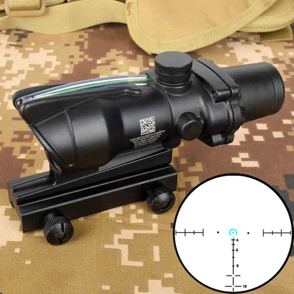 Золотой Hunting 4X32 ACOG Real Fiber Scope BDC Chevron Horseshoe Reticle Tactical Optical Sights for cal.223.308 - Цвет: Золотой