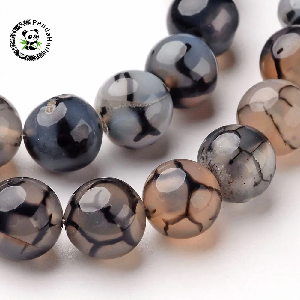 

5 Strands 6/8/10mm Natural Dragon Veins Agate Beads Strands Round Dyed Heated Beads for Jewelry Making
