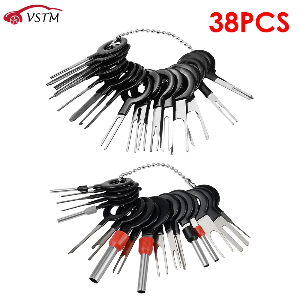 38 шт./компл. комплект для снятия клемм в автомобиле обжимной разъем съемник