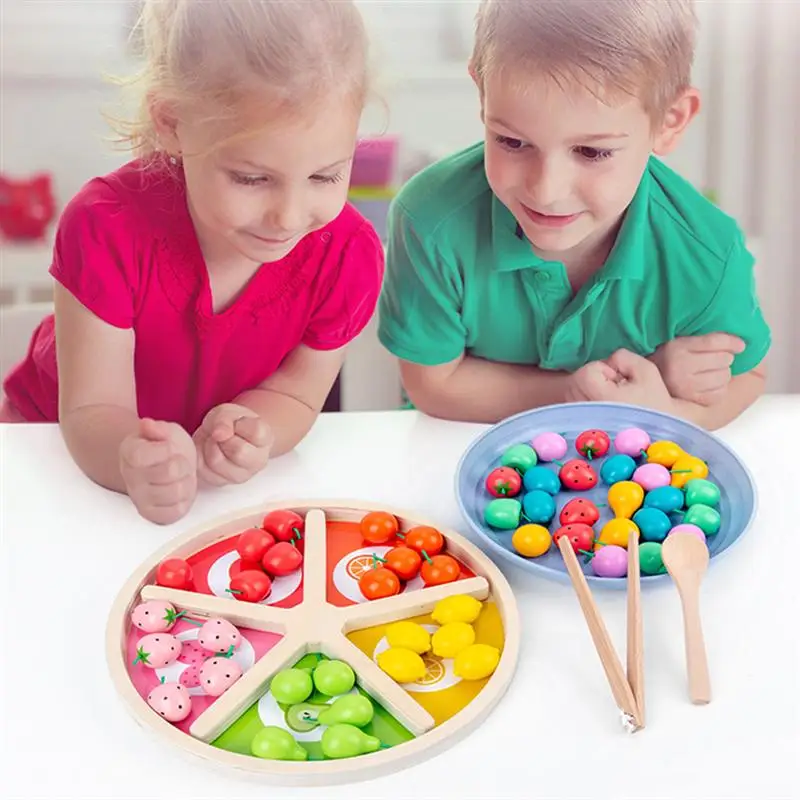 

1 Set Fruit Recognition Toy Clip Beads Toy Preschool Plaything for Children
