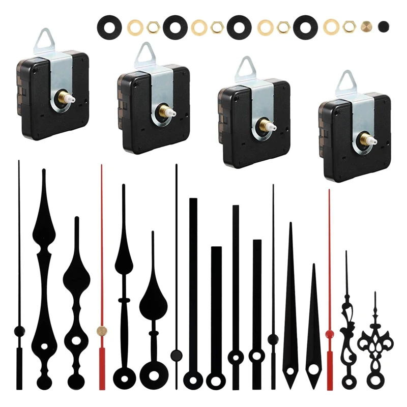 

DIY Clock Hands,4 Sets High Torque Long Shaft Quartz Clock Movement Mechanism Motor 6 Kits Hands Replacement Accessories 13mm