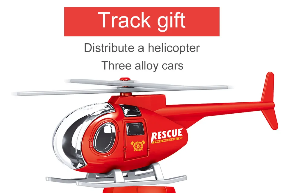 3D City Police Station Railway Alloy Car Play Engineering Fire Truck Track Car DIY Model Building Kits Assembly toys for kids