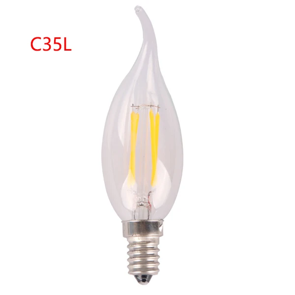 10 шт./лот светодиодный лампы в форме свечи лампы E14 4W 8W 12W AC 220V 230V Ретро стеклянная лампа Эдисона под старину Винтаж C35 C35L нити светильник 360 градусов - Испускаемый цвет: C35L