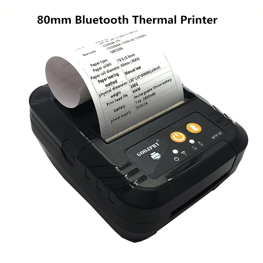 Impresoras térmicas portátiles e inalámbricas, papel de 80mm, con Bluetooth, gratuito para Android e iOS SDK, No necesita tinta ni tóner