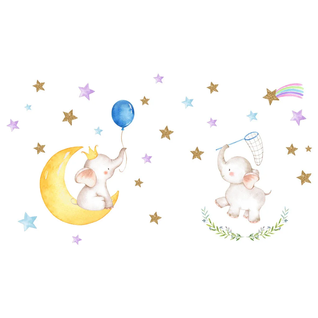 С рисунком героев мультфильма в Слоны стикер лес милые спальня минималистский