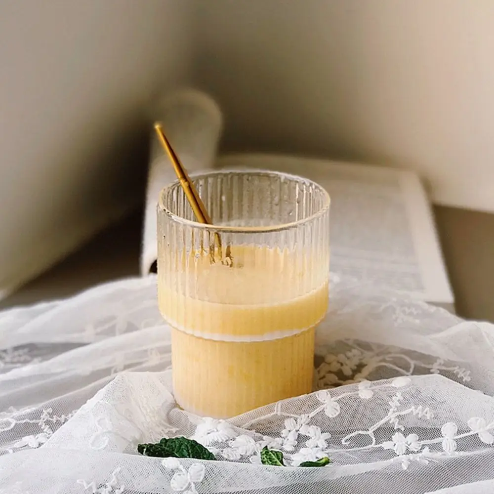 

Retro Transparent Heat Resistant Vertical Origami Style Glass Coffee Cup Home Practical Drinking Milk/Water Convenient Fashion T
