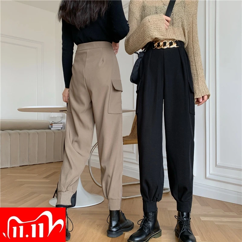 

Women 2020 Fashion Women Trousers Higt Waist Slim Fit Straight Pantalon Harajuku Korean Clothes Streetwear Casual Cargo Pants