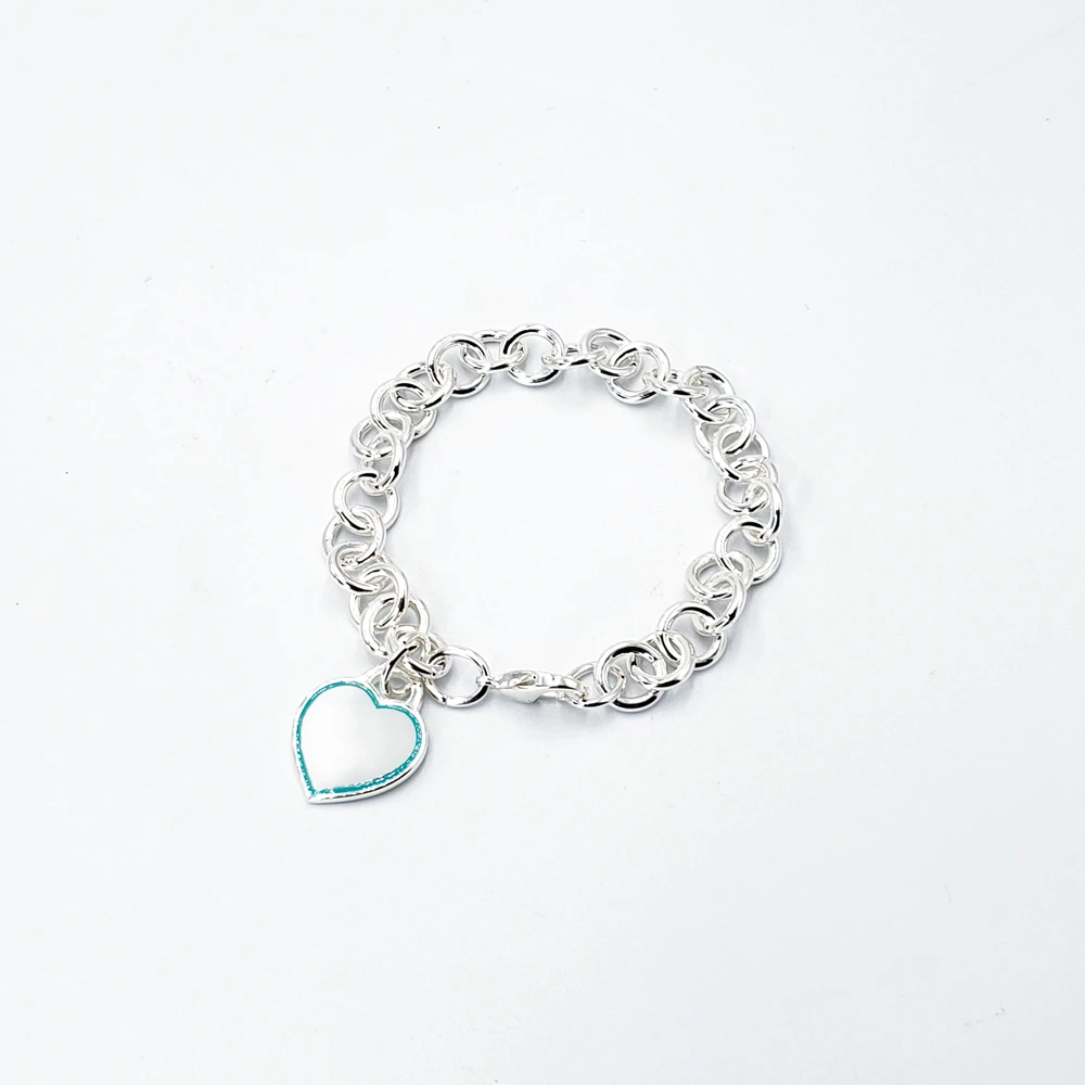 

Charm Bracelets For Women Chain Classic Pop Style Heart-Shaped Tag Jewelry In Sterling Silver High Quality Holiday Gifts