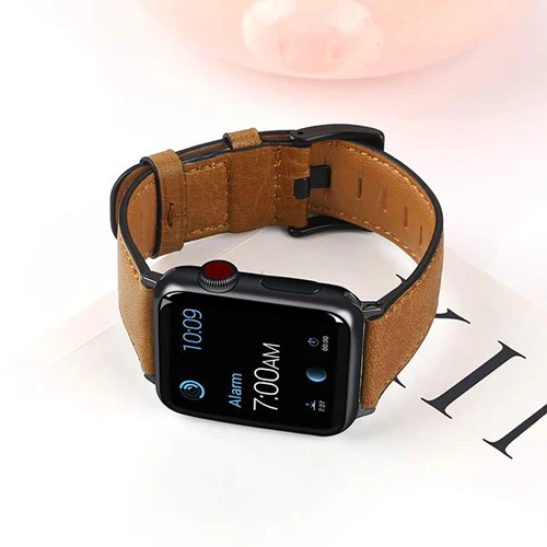 Yellow brown Ретро-стиле, из натуральной кожи, ремешок для наручных часов Apple Watch 4 5 44 мм 40 мм, 42 мм, 38 мм, версия наручных часов iwatch, ремешок Watch series 5/4/3/2/1 браслет аксессуары - Цвет ремешка: Yellow brown