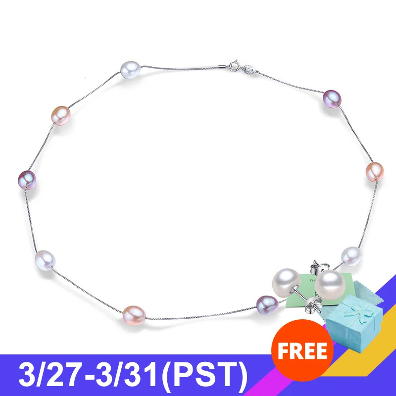 Женские жемчужные цепи AAAA ожерелье из натурального пресноводного жемчуга 45 см S925