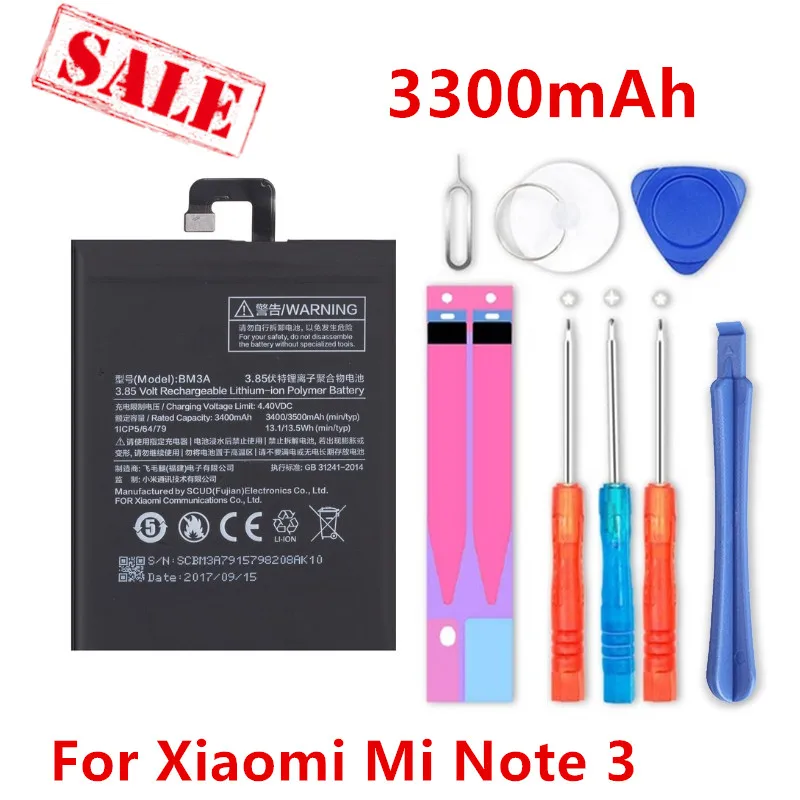 

new BM3A 3300mAh Battery for Xiaomi Mi Note 3 Note3 Batteries + tools Rechargeable Accumulator Pack Replacement
