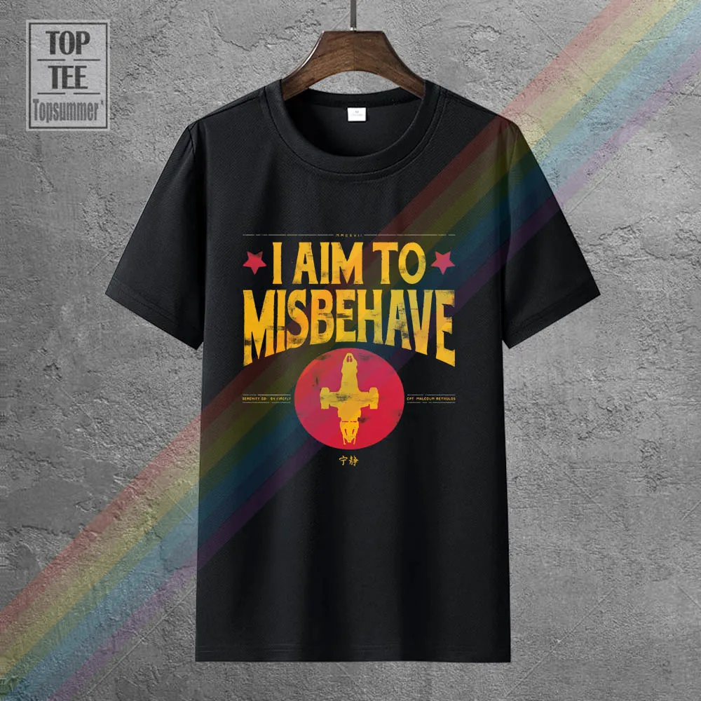 

Firefly I Aim To Misbehave Men T Shirt Black Cotton S 4Xl