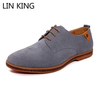 lin king plus size 38 48 men casual oxfords shoes fashion suede leather shoes for male summer mens lace up flats single shoes